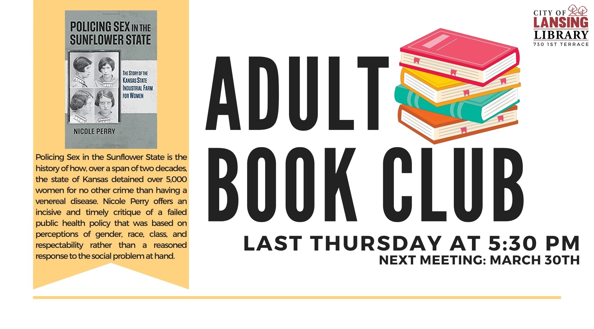 Library - Adult Book Club | March 2023 | Lansing, KS