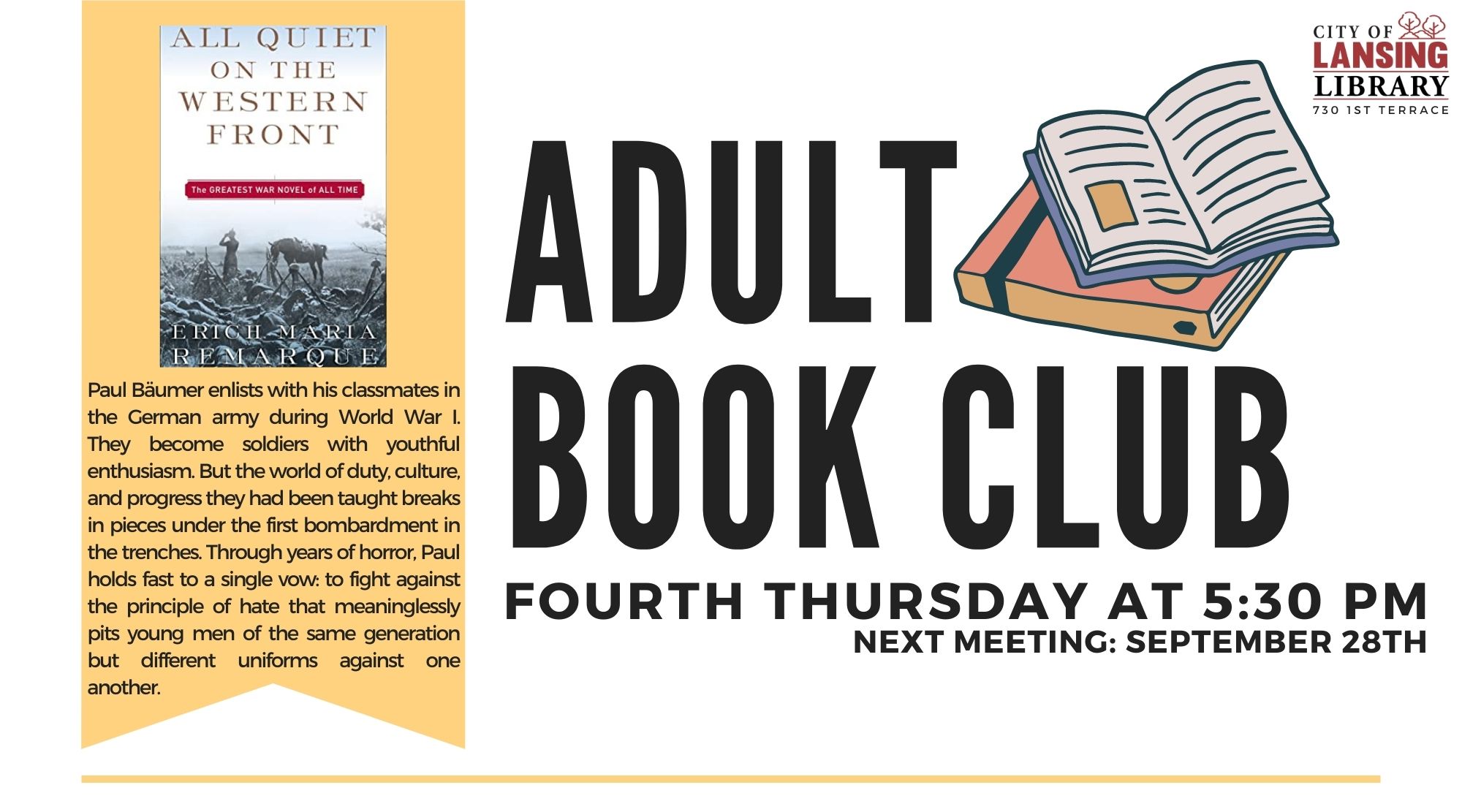 Library - Adult Book Club | September 2023 | Lansing, KS